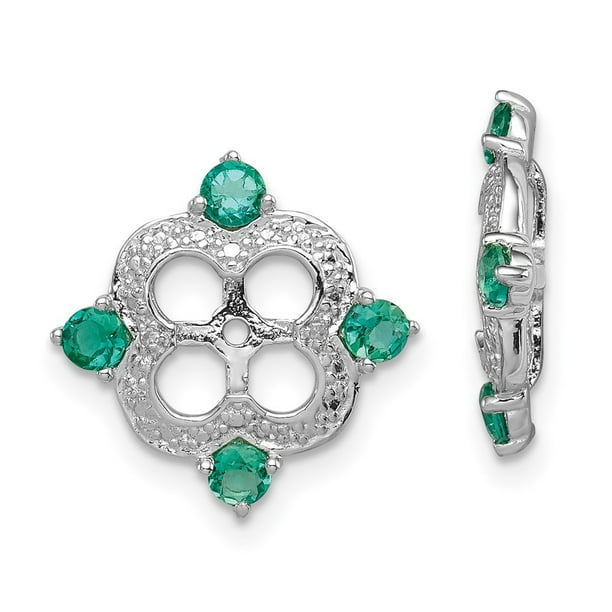 925 Sterling Silver Rhodium-plated Polished & Textured Diamond Earring Jacket 925 Sterling Silver Rhodium-plated Polished & Textured Diamond Earring Jacket